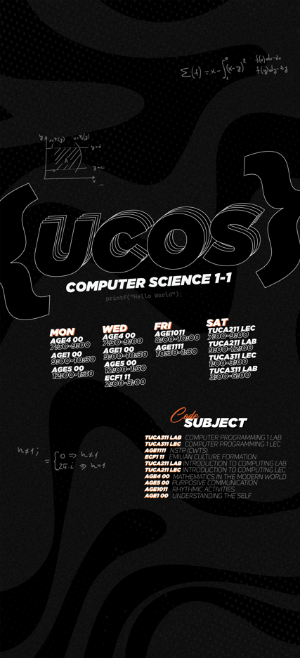 Two commissioned class-schedule phone wallpapers — dark chrome CS theme and cream scrapbook pharmacy theme