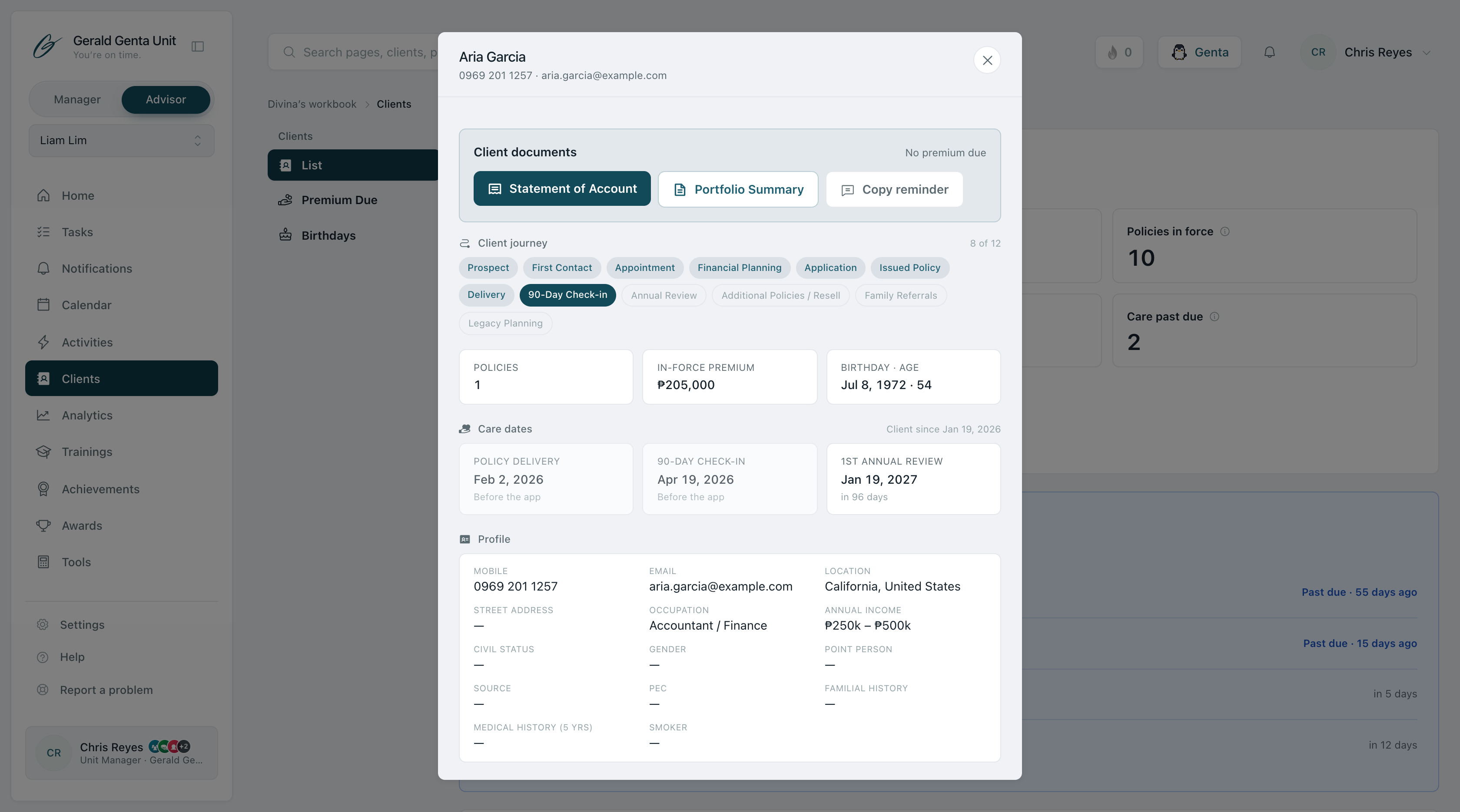 Client page