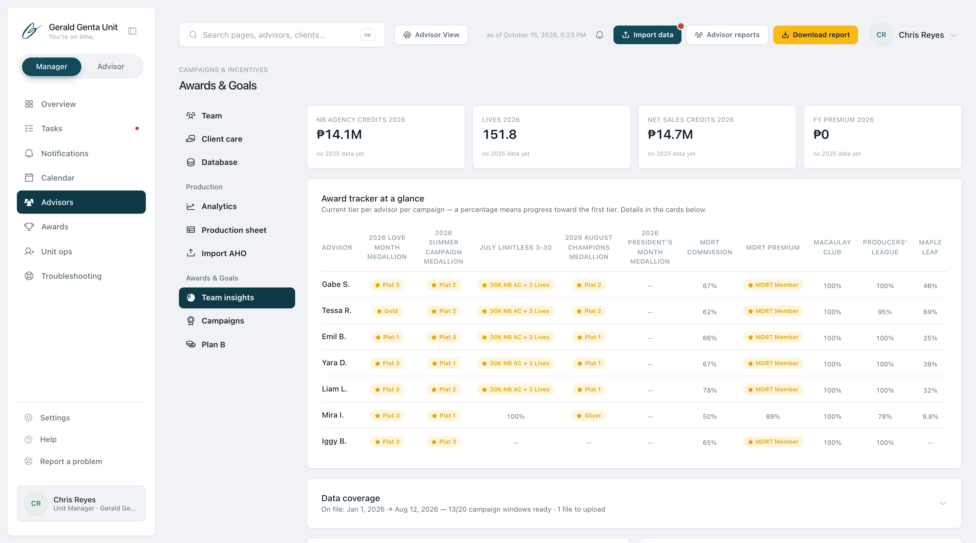 Awards tracker